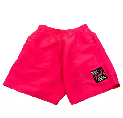 Vintage 90s Surf Style Iridescent Pink Swim Shorts No Lining Mens Size Small • $23