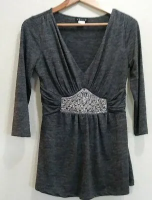 £15.59 • Buy Venus Women Pullover Shirt Size Small 3/4 Sleeve Gray ▪▪ Bling