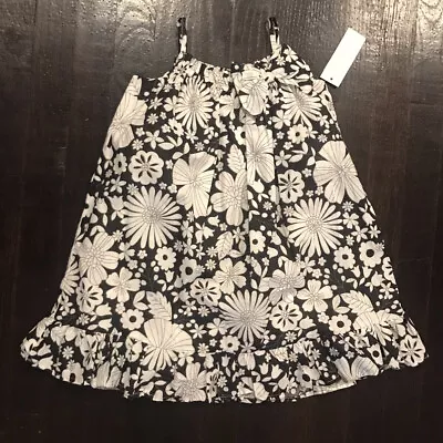 Black White Floral Print Dress Maggie & Zoe Girls 4T Sundress Summer Bow NWT • $15