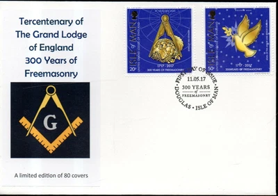 £14.50 • Buy Isle Of Man Masonic Limited Edition 300 Year Tercentenary Postage Stamps Cover.