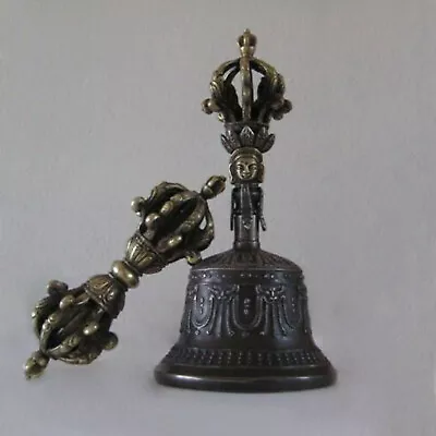 $149.99 • Buy Tibetan Buddhist 9 Pronged Bronze Bell 9  And Vajra /Dorje (Large) - Nepal