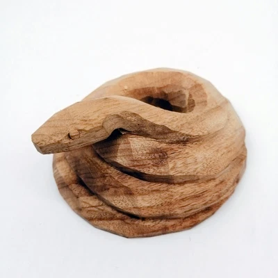 £29.01 • Buy Japanese Wooden Snake Statue Vintage Hand Carved Wooden Box Interior OTA114