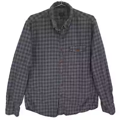 J Crew Flannel Shirt Mens Large Blue Gray Check Slim Fit Long Sleeve Button Down • $19.99