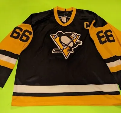 Vintage Pittsburgh Penguins Mario Lemieux Jersey Man XL CCM Maska NHL (1C) • $42.50