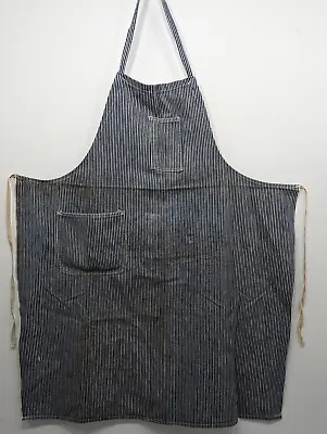Vintage Pinstripe Apron Denim Workwear Work Shop Butcher Industrial Uniform Used • $89.96