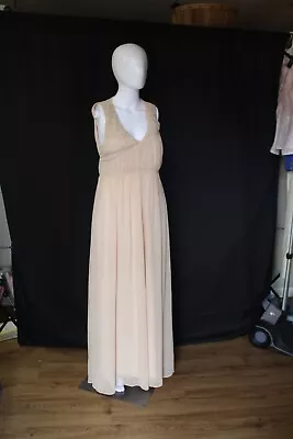 NWT  YA Los Angeles  Beige Tan Chiffon Ruched Maxi Dress      Size: L • $20