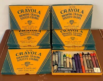 Rare 1955 No 336 CRAYOLA DRAWING CRAYON 16 COLOR BINNEY & SMITH INC *1 Box* Vtg • $10.99