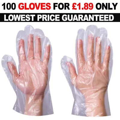 £2.49 • Buy Clear Disposable Plastic Polythene Gloves Powder Free & Latex Free Food Safe 100