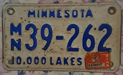 License Plate Minnesota 1983 Motorcycle MN 10000 Lakes • $4.25