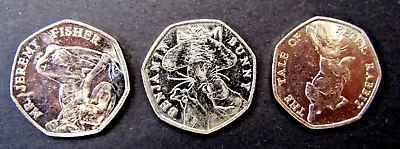3 Coins Uk 50 Pence Beatrix Potter  2017 Vf-exf • £2.40