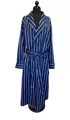 Brooks Brothers Wrinkle-Resistant 100% Cotton Blue Striped Robe Size Large • $28.99