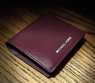 Michael Kors Plum Small Bifold Wallet Leather 32f6gtvd1a • $50