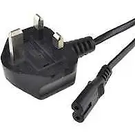 Printer Power Cable Cord UK 3 Pin To C7 Fig 8 Black 1.5m • £5.99