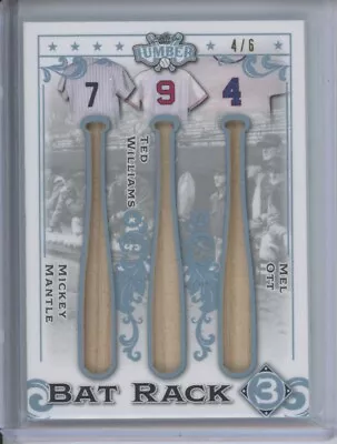 Mickey Mantle Ted Williams Mel Ott Game-used Bat /6 2022 Leaf Lumber Bat Rack 3 • $129.99