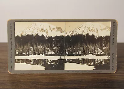 Darius Kinsey Stereoview #406 Mt. Rainier From Reflection Lake - West Washington • $39.95