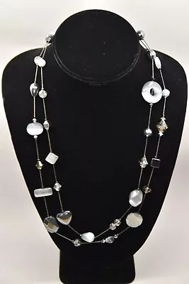 Dabby Reid Annie Illusions Gunmetal Chain Assorted Gray Glass Bead Necklace • $40