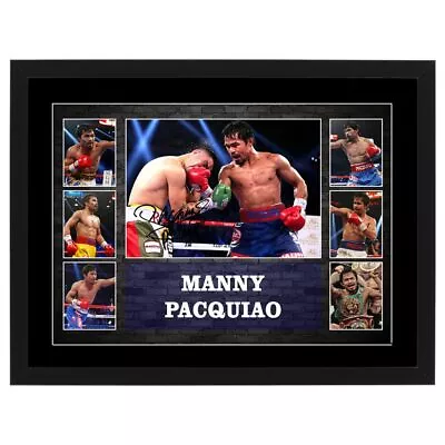 $79 • Buy Manny Pacquiao Signed Framed Poster Ali Foreman Mayweather Boxing Memorabilia