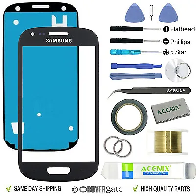 Samsung Galaxy S3 MINI I8190 Front Glass Len Screen Replacement Repair Kit Black • £6.99