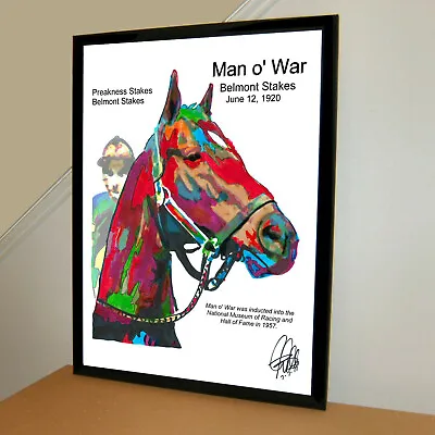 Man O War Thoroughbred Triple Crown Horse Racing Poster Print Wall Art 18x24 • $24.29