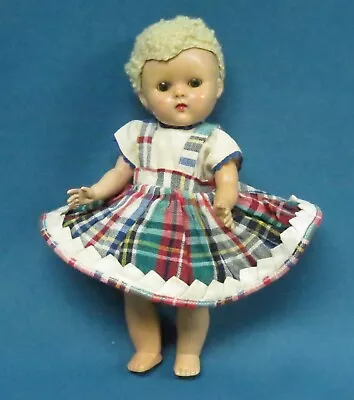 Vintage 1952 Poodle Cut Caracul Wig Vogue Ginny Doll With Plaid Dress • $49.99