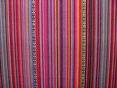 Mexican Chilli Pink Stripe Woven Jacquard Curtain Upholstery Cushion Fabric • £13.99