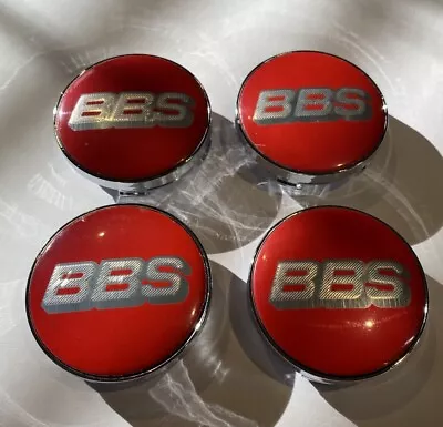 BBS Wheel Centre Caps Red & Silver 60mm X4 Silver Cap • $63