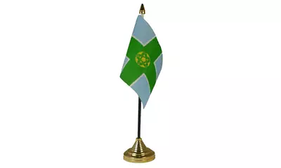 £24.99 • Buy Pack Of 12 (6  X 4 ) Flag Derbyshire Derby Desk Top Table Flags & Gold Bases