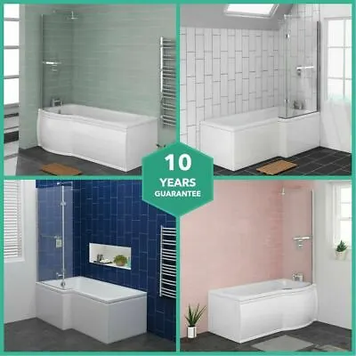 L & P Shape Shower Bath Bathroom Screen Panel 1500 1675 1700 Left Right Hand • £429.97