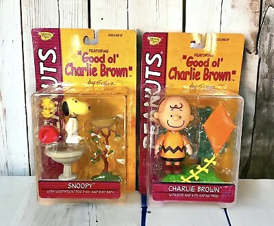 Peanuts Good Ol’ Charlie Brown Lot Of 2 Charlie Brown & Snoopy Figures NIP Carts • $26.05