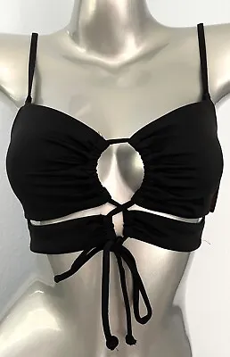 PINK Victorias Secret Bikini Swim Black Cut Out Top Sexy Wireless Small S • $19.99