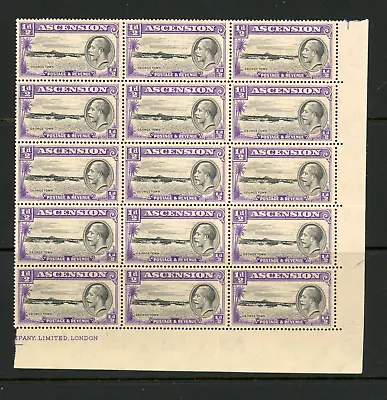 £3 • Buy Ascension 1934 1/2d Black & Violet Corner Block Of 12  UM/MNH