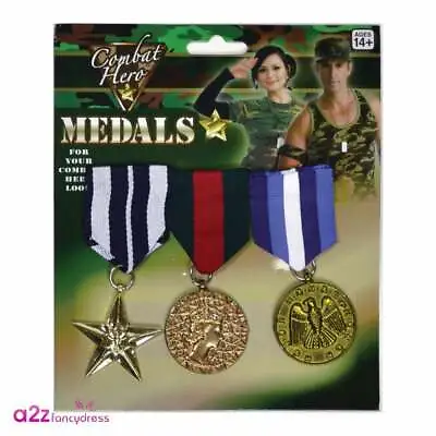 Military Medals Mens Historical Uniform Army Camo Soldier Fancy Dress Accessory • £6.99