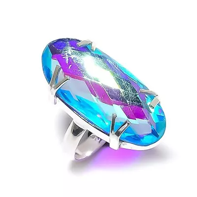 Mystic Topaz Gemstone Handmade 925 Sterling Silver Jewelry Ring Size 9 B066 • $11.99