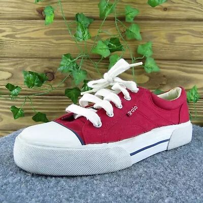 Polo Ralph Lauren  Women Sneaker Shoes Red Fabric Lace Up Size 7.5 Medium • $25