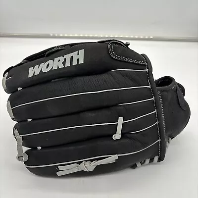 Worth 13” Softball Glove W130HB RHT Black/Silver Mitt Leather BNWT • $36