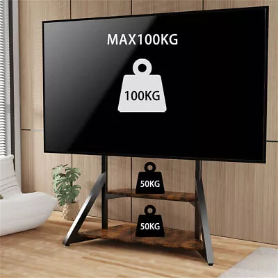 Floor TV Stand For 65-100 Inch TV LCD LED Flat Heavy Duty TV Mount W/ Wood Shelf • $269.93