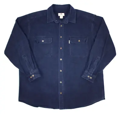 Vintage Woolrich Men's Heavyweight Chamois Cloth Flannel Shirt Navy Blue 2XLT • $34.99