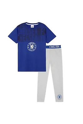 Chelsea Fc Kids Boys Pyjama Set - Bottoms And T-Shirt Short Sleeves Nightwear • £13.45