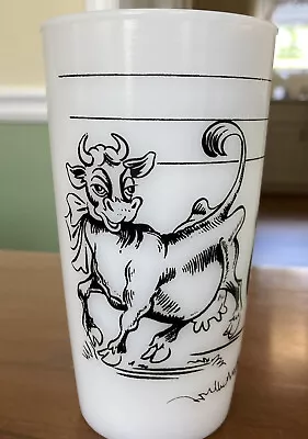 Black Cows Vintage 1950's Milk Glass Drinking Tumbler Elsie And Friends Borden • $10