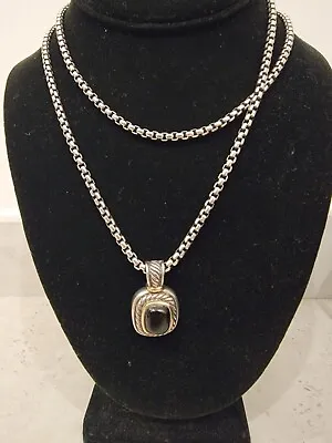 $170.50 • Buy David Yurman 925 Sterling Silver 585 Gold Black Onyx Stone Pendant Necklace