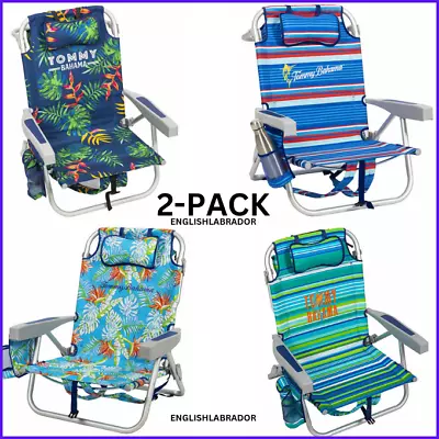 2-Pack Tommy Bahama Beach Chair Lay Flat Reclining Adjustable Storage NEW • $100.94