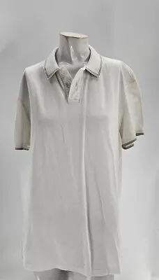 3013 Ermenegildo Zegna Mens White Cotton Tan Trim Polo Shirt XXL • $22.95