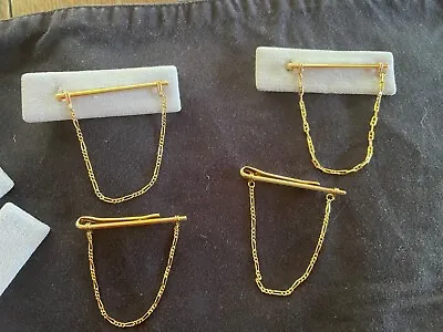 $14.88 • Buy Link Chain Gold Tie Bar Clip Italy ORECCHINI SODINI Bijoux 1 Of 3 Vtg.
