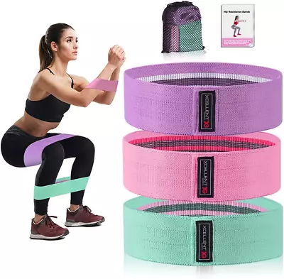 Strength Booty Fabric Bands Xcellent Global 3 Pcs Non-Slip Fabric Resistance Ba • $30.09