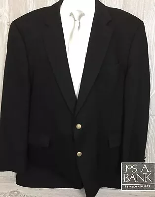 Jos A Bank Dark Navy Cashmere Blend W/ Metal Button Blazer Jacket 48 Long (t17) • $55