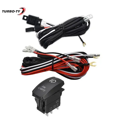 12V Red LED Fog Light Laser Rocker On/Off Switch Wiring Harness 40A Relay W/Fuse • $16.94