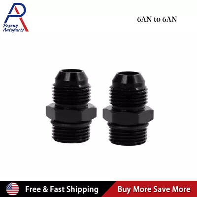 6AN AN6 Flare To 6AN AN6 ORB Male Fuel Rail Adapter Fitting Black 2Pcs Black • $7.99
