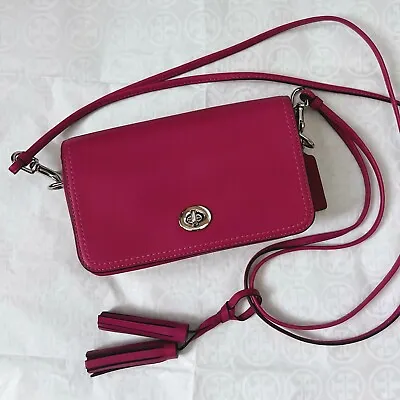 NEW Coach Legacy Leather Fuchsia Pink Penny Crossbody Purse 19914 Handbag • $119.80