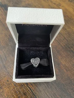 £12 • Buy Genuine Pandora Silver Openwork Heart Bead Charm