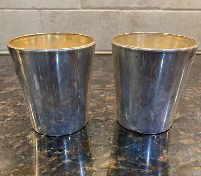 Reed & Barton Sterling Silver Glass-Lined Gold Wash Tumblers Set Of 2 • $199